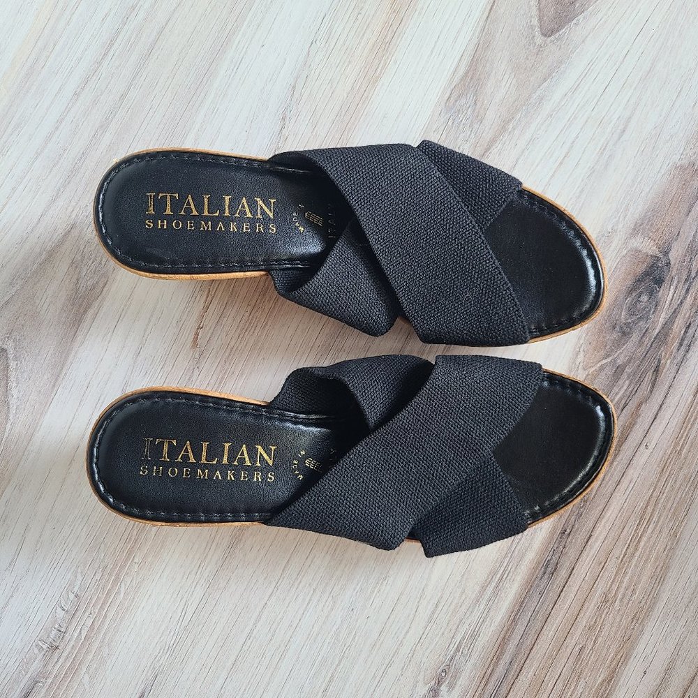 Italian Shoemakers Criss Cross Cork Wedge Sandal